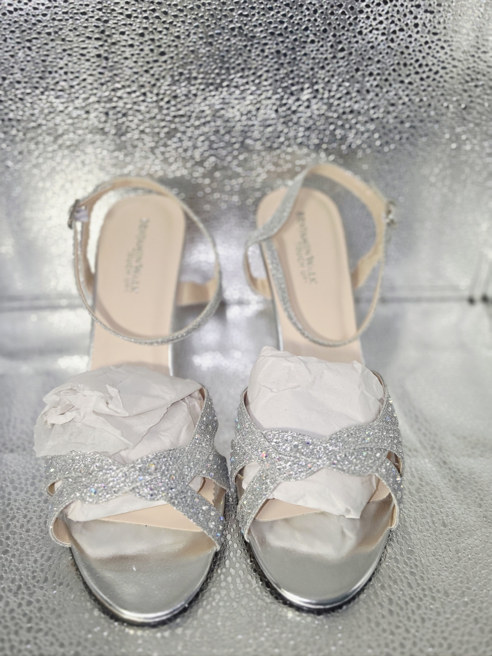 Touch Ups Silver Glitter Strappy Sandals